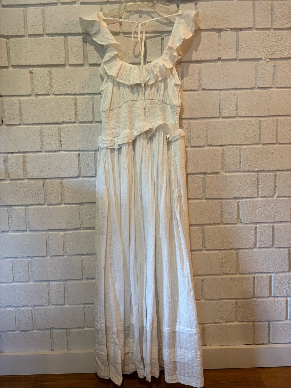 Anthropologie (Pilcro) White Ruffle-Trim Button-Front Maxi Dress Bohemian - Picture 6 of 6